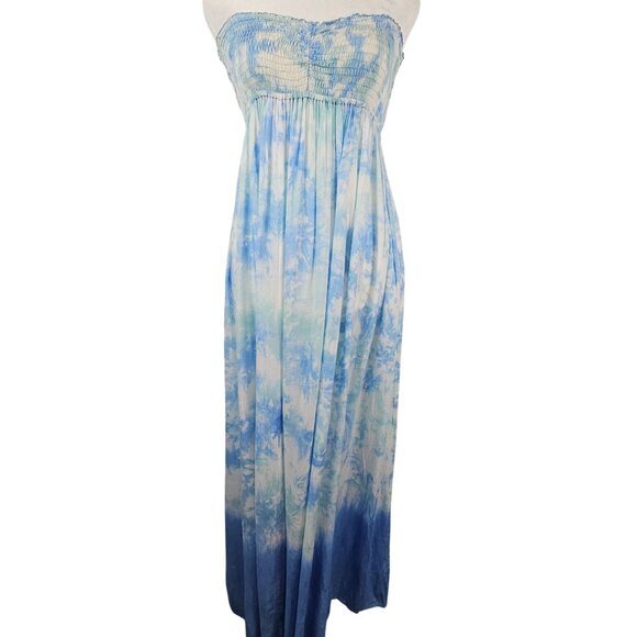 Tiare Hawaii Womens OS Dress Blue/White Marble Dye Soft Flowy Fairycore Summer - Picture 1 of 11